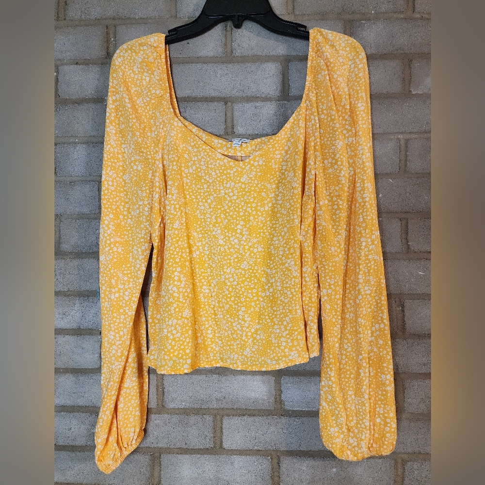 Love Fire Yellow Floral Women's Top - Picture 1 of 6